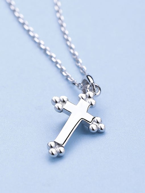 One Silver Cross Shaped Necklace