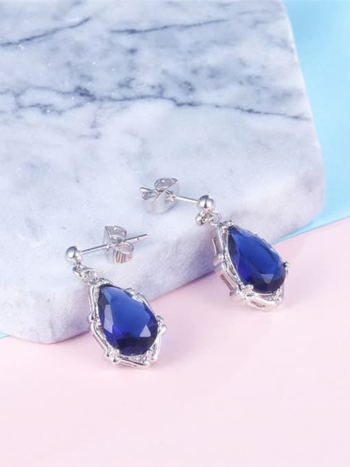 Ronaldo Temperament Blue Glass Beads Stud Earrings 2