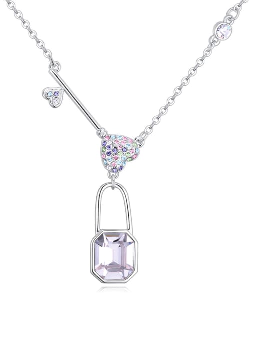multi-color Personalized Lock Key Pendant austrian Crystals Alloy Necklace