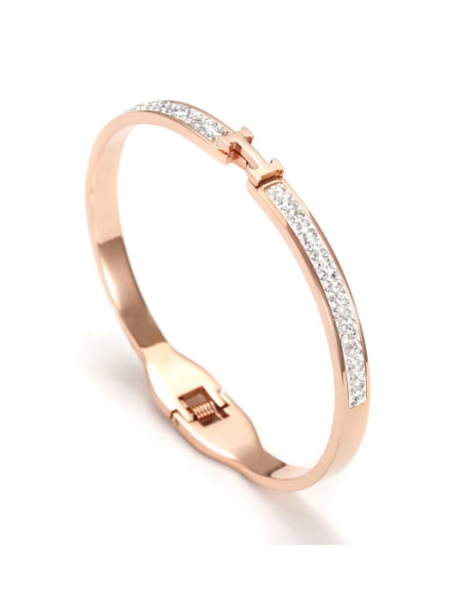 Rose Gold Europe And The United States T Plating Titanium Diamond Bracelet