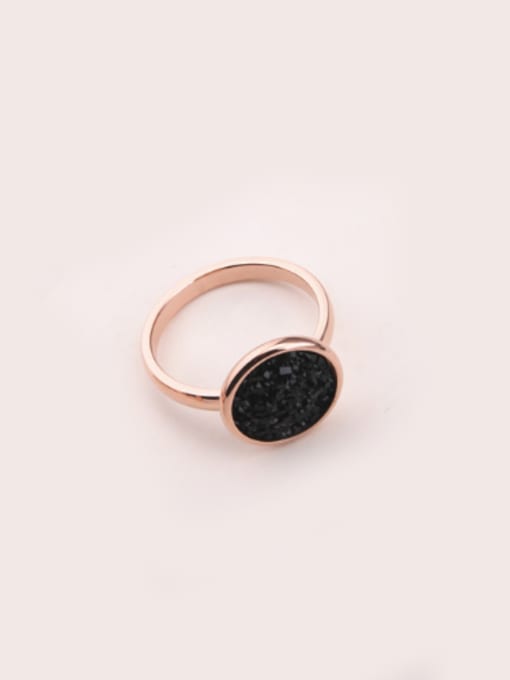 GROSE Round Black Stone Simple Ring 0