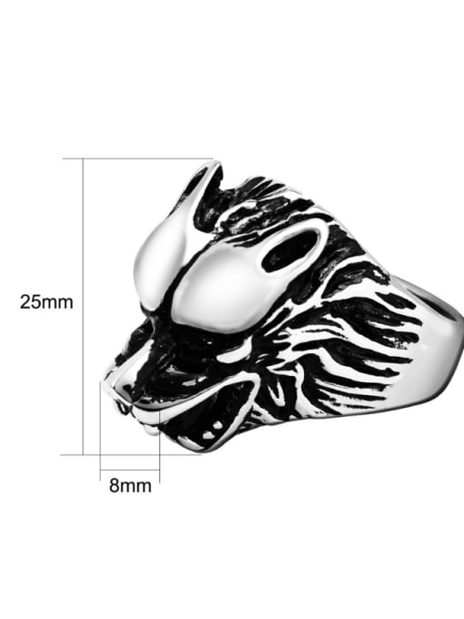 RANSSI Retro Wolf Head Statement Ring 2