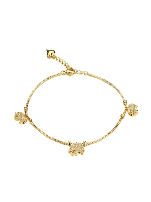 Open Sky Fashion Little Elephant Zircon Gold Plated Anklet 0