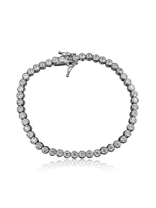 SANTIAGO Shimmering Geometric Zircon Platinum Plated Bracelet 0