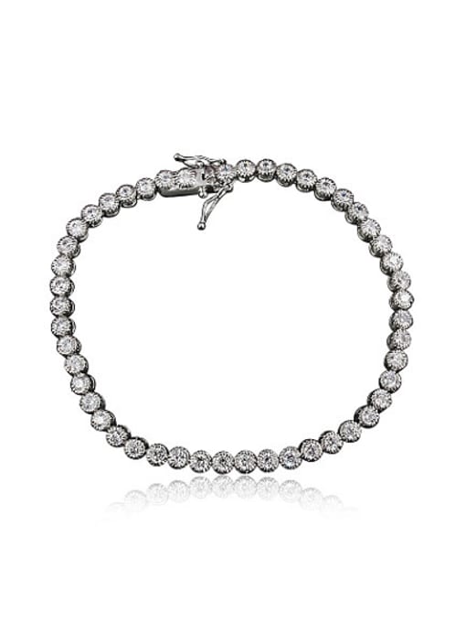platinum Shimmering Geometric Zircon Platinum Plated Bracelet