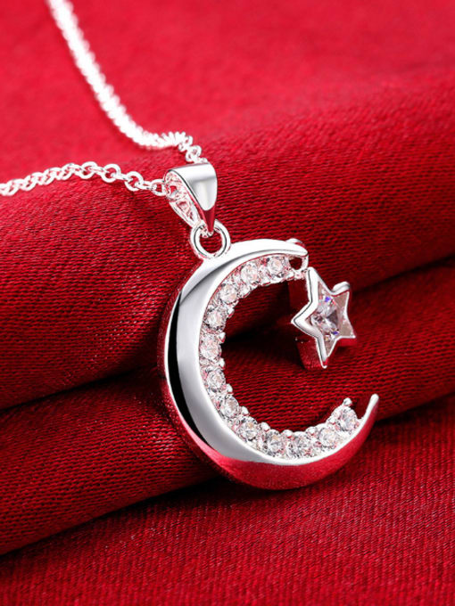 OUXI Fashion Moon Star Zircon Women Necklace 2