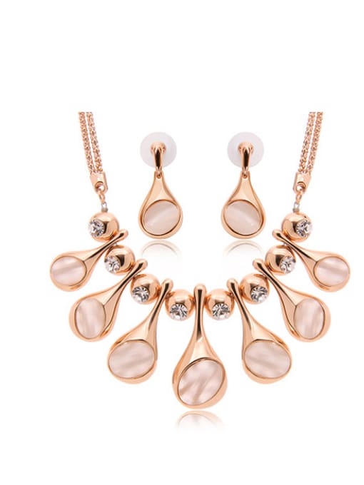 BESTIE Alloy Imitation-gold Plated Fashion Oval shaped Artificial Stones Four Pieces Jewelry Set 0