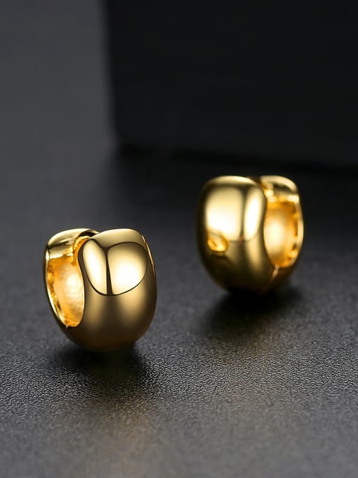 BLING SU Copper With Glossy Simplistic Small Round Stud Earrings 2