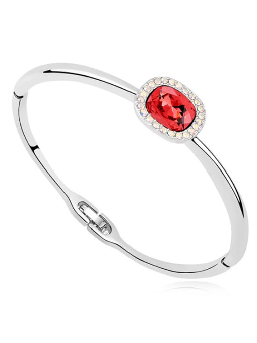 Red Simple austrian Crystals Alloy Bangle