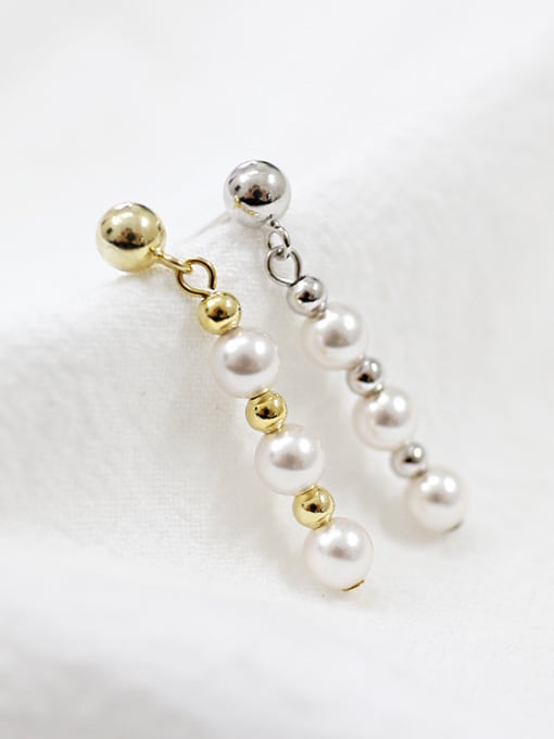 DAKA Fashion Artificial Pearls Silver Stud Earrings 0