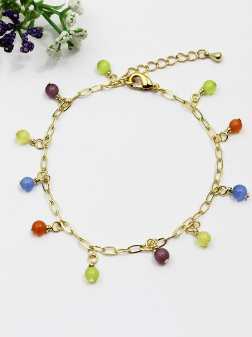 Lang Tony Trendy Colorful Natural Stones Adjustable Bracelet 0