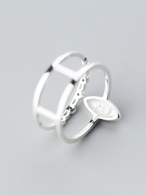 Rosh Temperament Double Layer Design Oval S925 Silver Ring 0