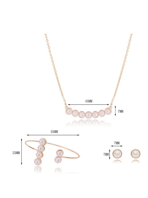 BESTIE Alloy Imitation-gold Plated Fashion Artificial Pearls Three Pieces Jewelry Set 3