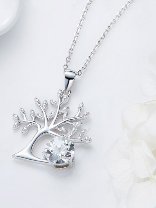 CEIDAI Personalized Cubic austrian Crystal Tree 925 Silver Necklace 3