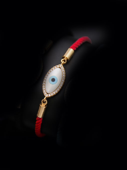 Gold + Red Rope Eye Shaped Copper Sterecth Bracelet