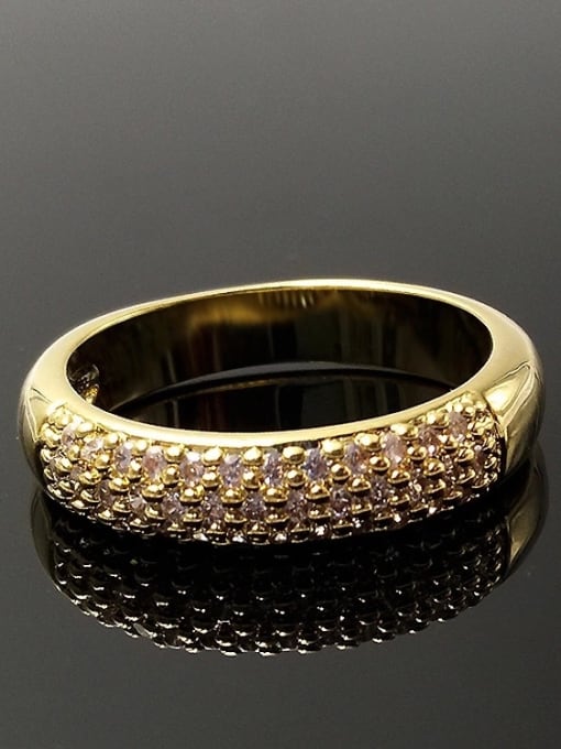 Gold Fashion Shiny Cubic AAA Zirconias Copper Ring