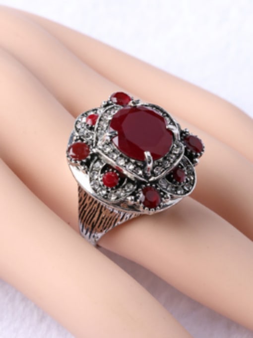 Gujin Bohemia style Retro Resin stones White Crystals Alloy Ring 1