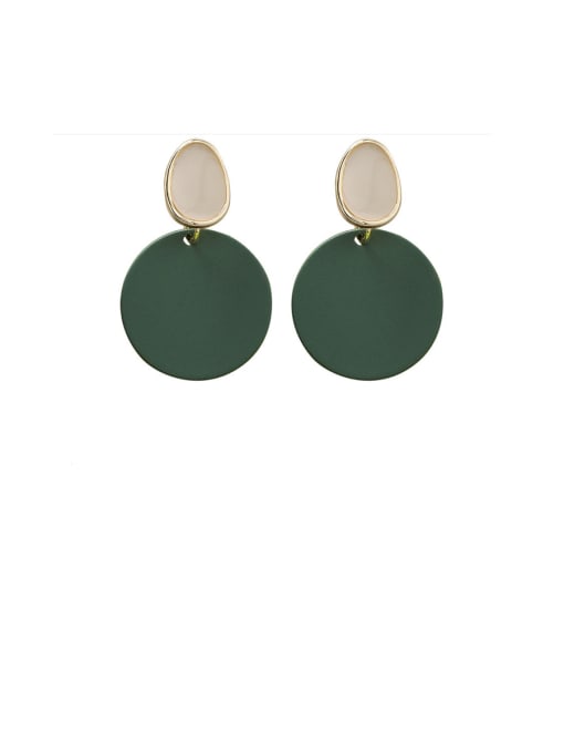 A green Alloy With Platinum Plated Simplistic Square Drop Earrings