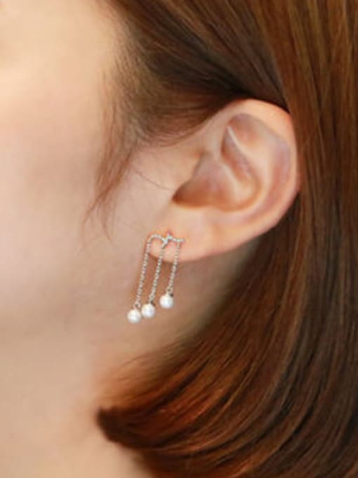 DAKA Personalized Artificial Pearls Silver Stud Earrings 1