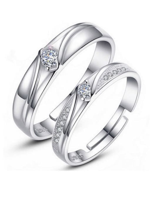 Dan 925 Sterling Silver With Cubic Zirconia  Simplistic Hearts and arrows loves  Free Size Rings 0