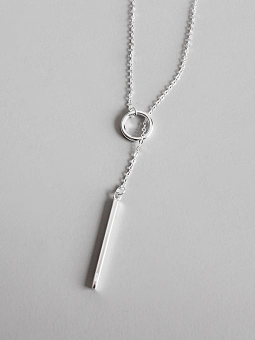 DAKA Sterling Silver geometric square long Necklace