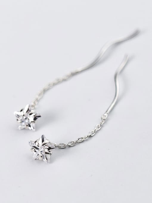 Rosh Temperament Star Shaped Shimmering Zircon Silver Line Earrings 0