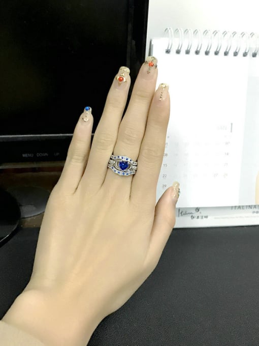 ZK Three Layer Blue White Zircons Fashion Ring 1