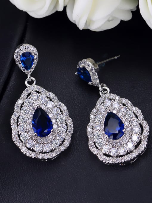 Blue Wedding Fashionable Water Drop Cluster earring