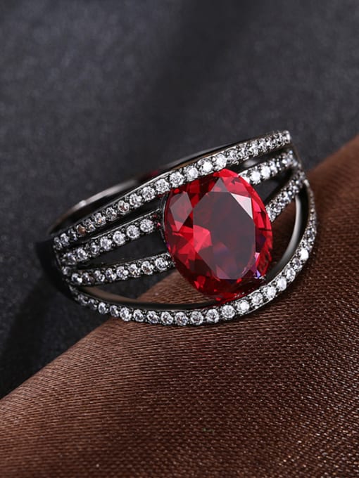 OUXI Personalized Red Stone Rhinestones Ring 2