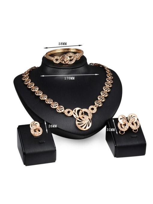 BESTIE Alloy Imitation-gold Plated Vintage style Hollow Round-shaped Four Pieces Jewelry Set 2