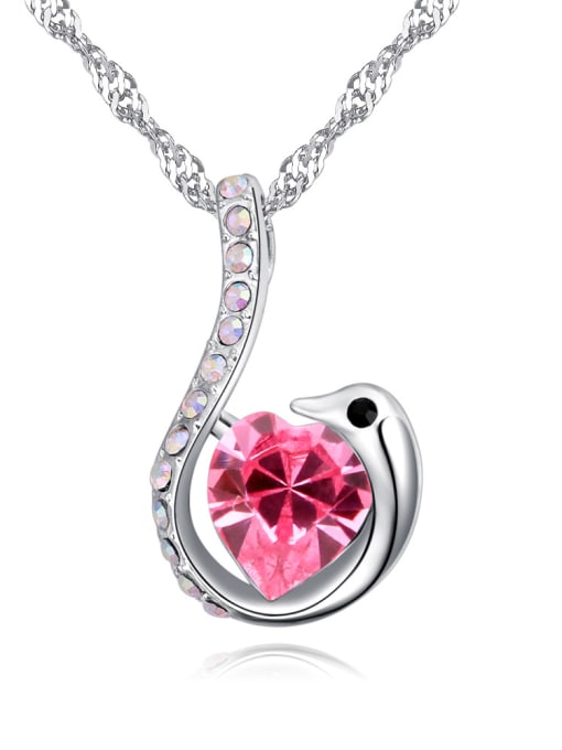 QIANZI Simple Heart austrian Crystals Swan Pendant Alloy Necklace 3