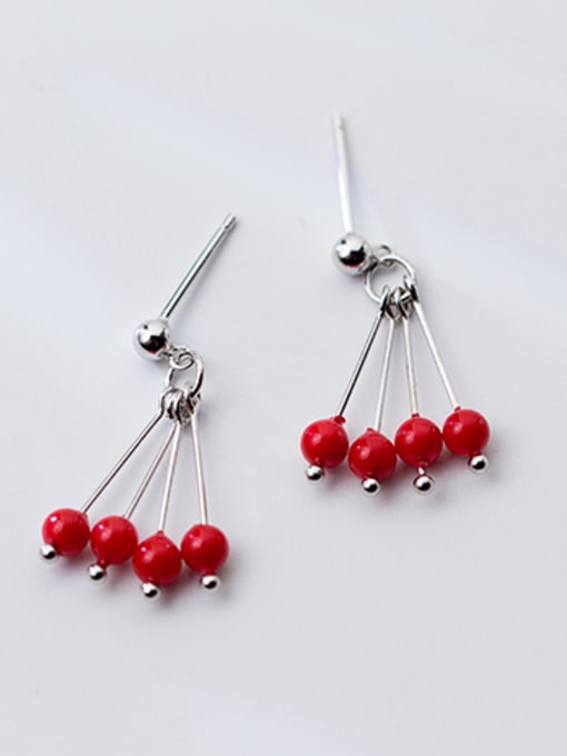 red All-match Red Carnelian S925 Silver Drop Earrings