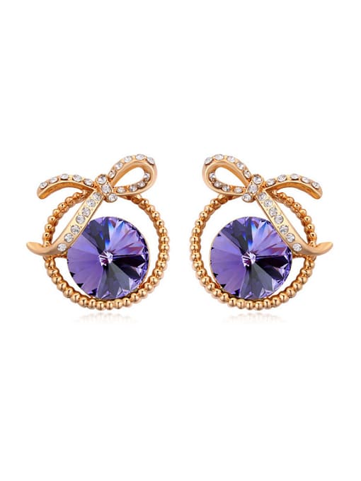 purple austrian Elements Crystal Earrings elegant bow earrings with crystal appearance