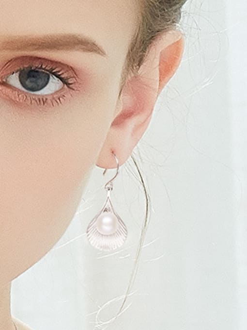 CEIDAI Fashion Freshwater Pearl Shell Silver Earrings 1