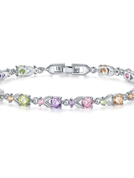 Mixed color Copper With White Gold Plated Delicate Cubic Zirconia Bracelets