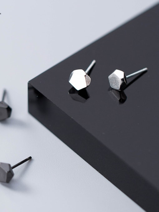 Rosh Sterling Silver minimalist stereo black and white studs 1
