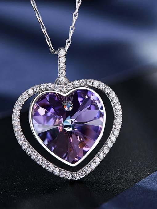 Violet 2018 2018 austrian Crystals Heart-shaped Necklace