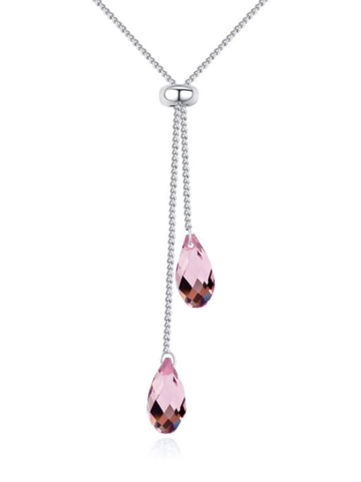 purple Simple Water Drop austrian Crystals Platinum Plated Necklace