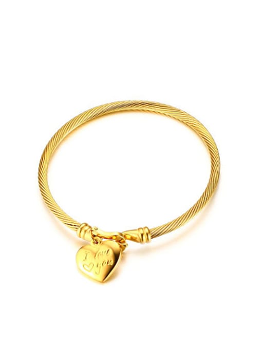 CONG Exquisite Gold Plated Heart Shaped Titanium Bangle 0