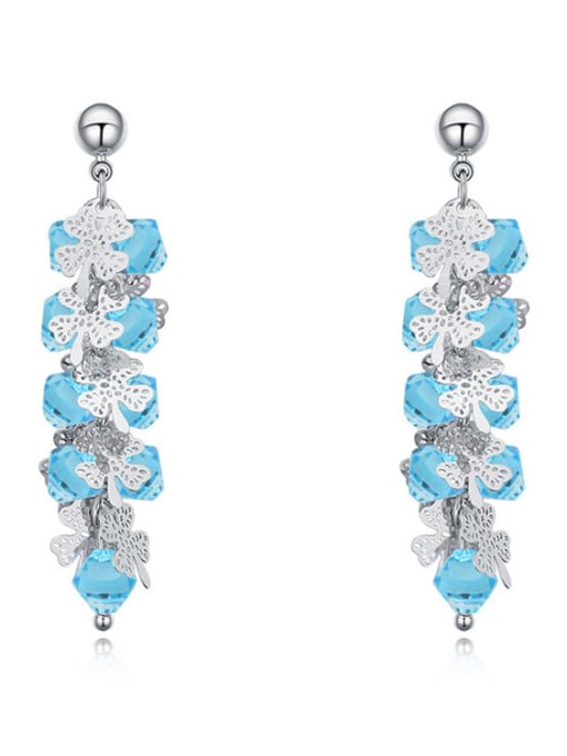 blue Fashion Shiny austrian Crystals Drop Earrings