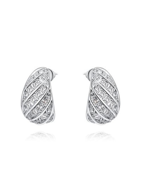 Platinum Platinum Plated Eggplant Shaped Crystals Stud Earrings