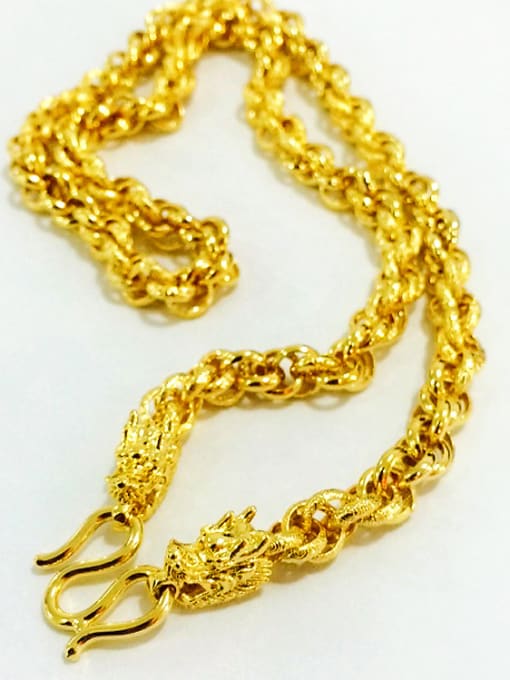 Diameter 8Mm Men Luxury Gold Plated Twist Necklace