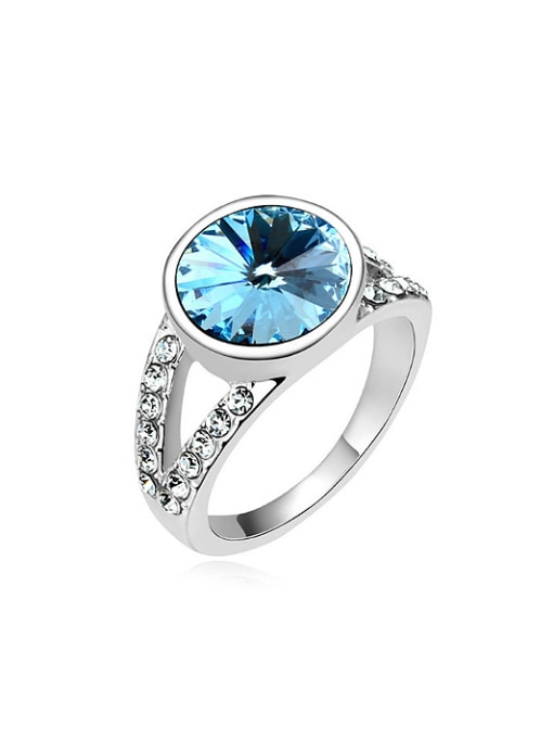 QIANZI Simple Cubic austrian Crystal Platinum Plated Alloy Ring