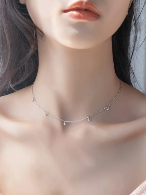 Rosh 925 Sterling Silver With Platinum Plated Simplistic Geometric Chokers 1