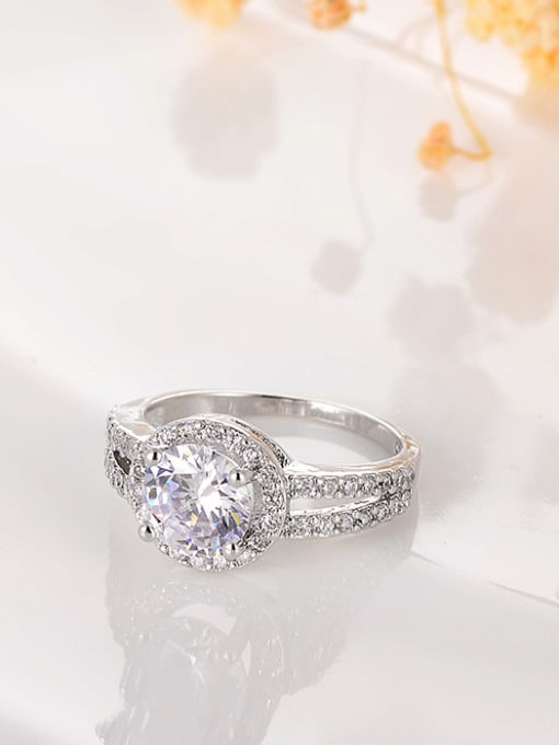 RANSSI Fashion Shiny White Zirconias Copper Ring 1