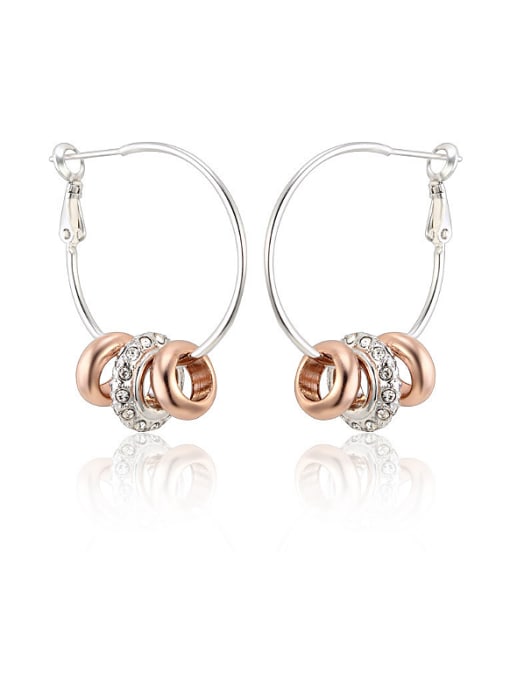 OUXI Female All-match Rose Gold Titanium Crystal hoop earring 0