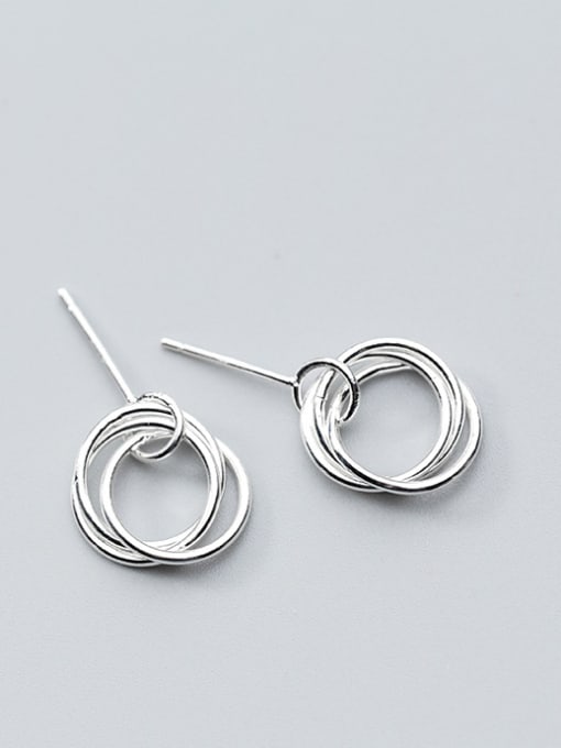 Rosh 925 Sterling Silver With Platinum Plated Trendy Round Stud Earrings 0