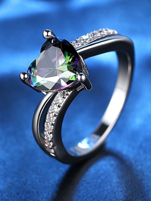 RANSSI Fashion Heart Zircon Copper Ring 2