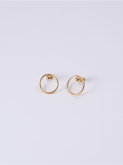 GROSE Titanium With 14k Gold Plated Simplistic Round Stud Earrings 0