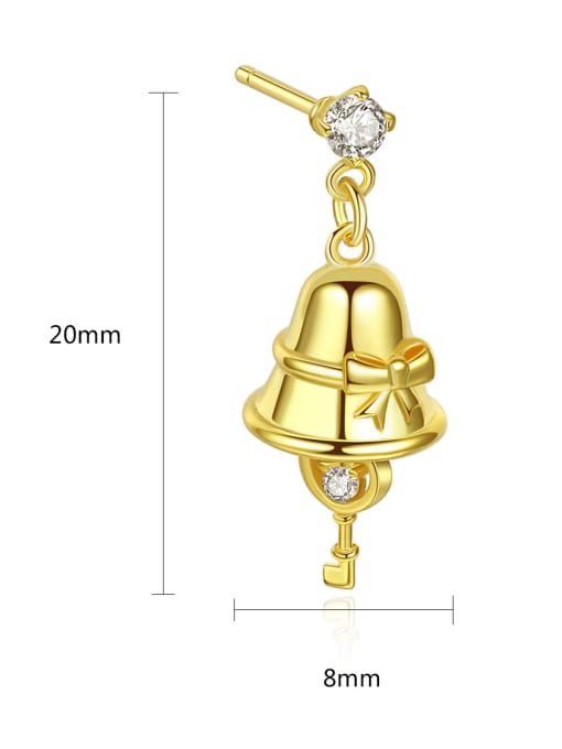 BLING SU Copper inlaid 3A zircon bell shaped Christmas Earrings 3